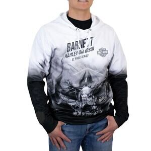 Harley-Davidson Unleash The Power‎ II Skull Pullover Hoodie 2XL Monochrome White
